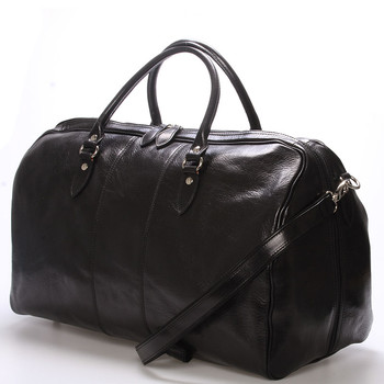 Veľká cestovná kožená taška čierna ItalY - Ella