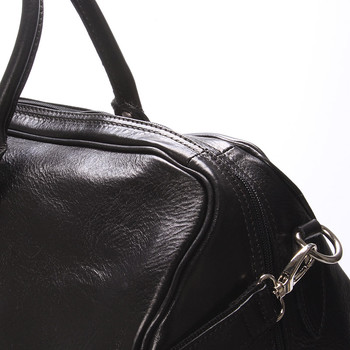 Veľká cestovná kožená taška čierna ItalY - Ella