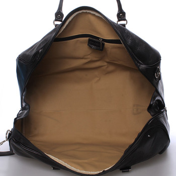 Veľká cestovná kožená taška čierna ItalY - Ella