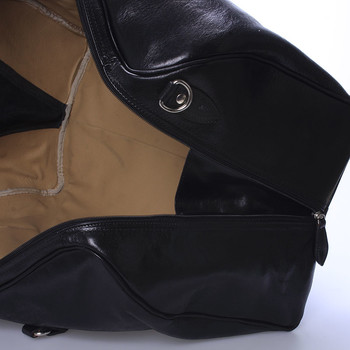 Veľká cestovná kožená taška čierna ItalY - Ella