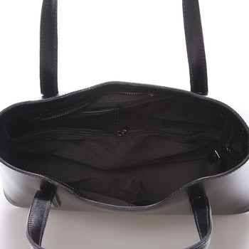 Stredná kožená kabelka čierna - ItalY Chevelle
