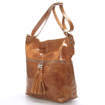 Hnedá kožená veľká crossbody kabelka ItalY Isabel