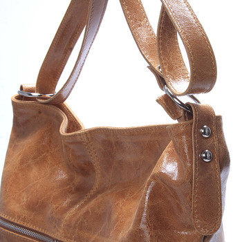 Hnedá kožená veľká crossbody kabelka ItalY Isabel