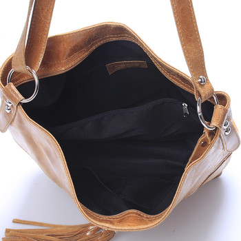 Hnedá kožená veľká crossbody kabelka ItalY Isabel
