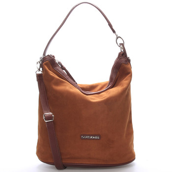 Semišová dámská kabelka přes rameno hnědá - David Jones Jasmeen