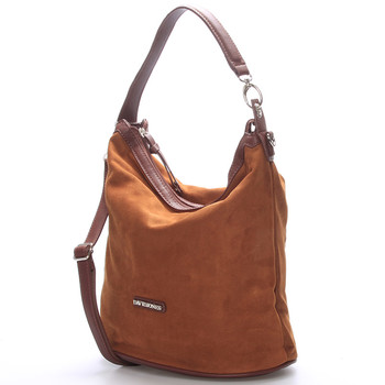 Semišová dámská kabelka přes rameno hnědá - David Jones Jasmeen