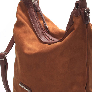 Semišová dámská kabelka přes rameno hnědá - David Jones Jasmeen