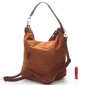 Semišová dámská kabelka přes rameno hnědá - David Jones Jasmeen