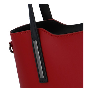 Menšie kožená kabelka červeno čierna - ItalY Alex