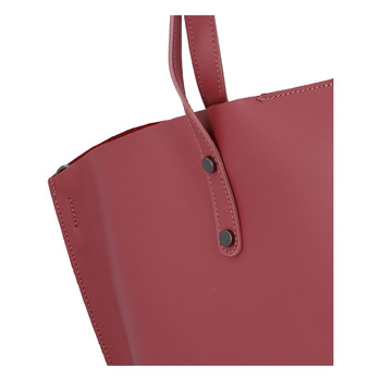 Dámska kožená kabelka tmavo ružová - ItalY Jordana Two