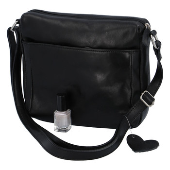 Dámska kožená crossbody kabelka čierna - ItalY ItOff