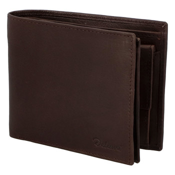 Pánska kožená voľná tmavohnedá peňaženka - Delami 8222