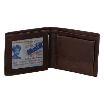 Pánska kožená voľná tmavohnedá peňaženka - Delami 8222