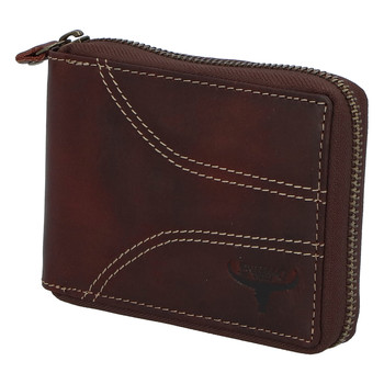 Pánska kožená brúsená peňaženka na zips hnedá - BUFFALO Bul