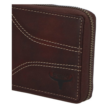 Pánska kožená brúsená peňaženka na zips hnedá - BUFFALO Bul