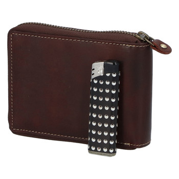 Pánska kožená brúsená peňaženka na zips hnedá - BUFFALO Bul