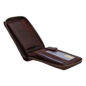 Pánska kožená brúsená peňaženka na zips hnedá - BUFFALO Bul