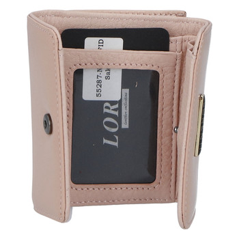 Malá kožená peňaženka púdrovo ružová - Lorenti 5287N