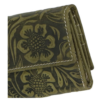 Dámska kožená peňaženka zelená so vzorom - Tomas Gulia