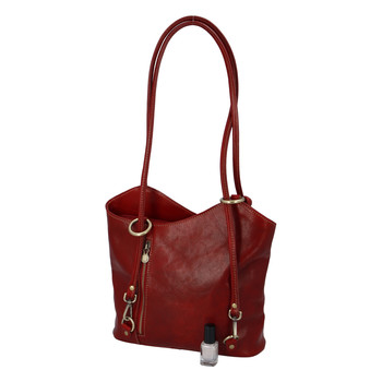 Dámska kožená kabelka batoh červená - ItalY Lazzy