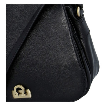 Luxusná dámska kožená kabelka čierna - Hexagona Francesca