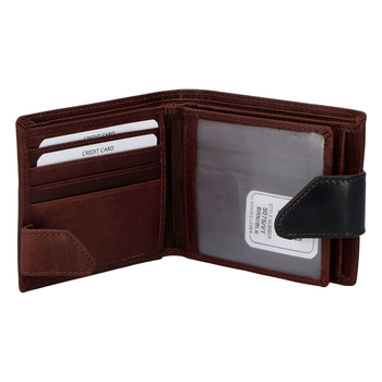 Hladká pánska hnedá kožená peňaženka - Tomas 76VT