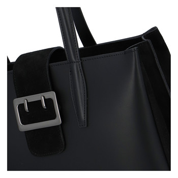 Dámska kožená kabelka cez plece čierna - ItalY Driada