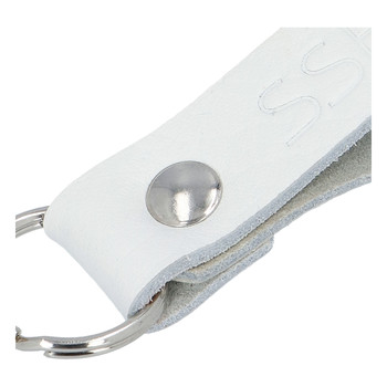 Kožená kľúčenka pútko na kľúče biela - SSFDR Azuro