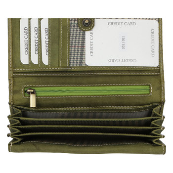 Dámska kožená peňaženka zelená so vzorom - Tomas Kalasia