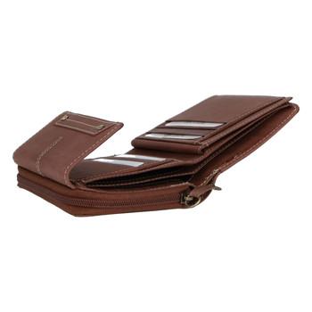 Dámska kožená brúsená peňaženka hnedá - Tomas Oraigy