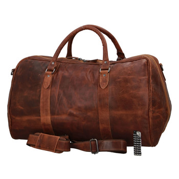 Kožená cestovná taška koňakovohnedá - Greenwood Cooper