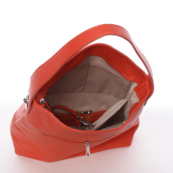 Dámska kožená kabelka cez plece červená - ItalY Miriam