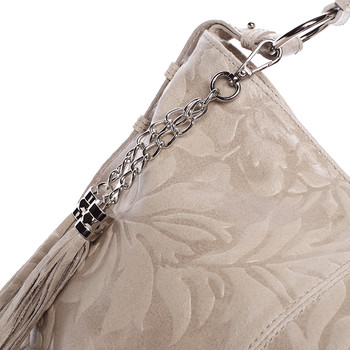 Dámska kožená kabelka cez rameno béžová - ItalY Heather