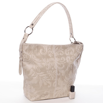 Dámska kožená kabelka cez rameno béžová - ItalY Heather