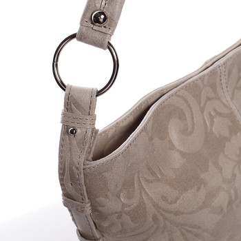 Dámska kožená kabelka cez rameno béžová - ItalY Heather