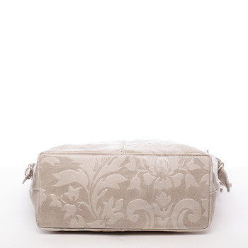 Dámska kožená kabelka cez rameno béžová - ItalY Heather