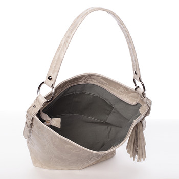 Dámska kožená kabelka cez rameno béžová - ItalY Heather