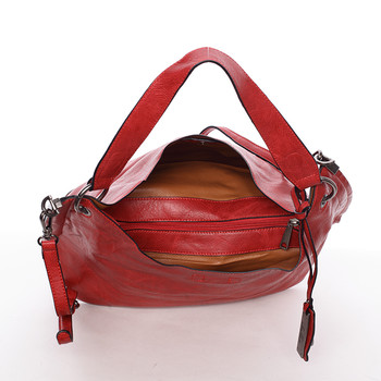 Módna dámska kabelka cez plece červená - Dudlin Pierretta