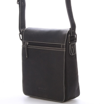 Luxusná pánska kožená taška cez rameno čierna - WILD Bayley