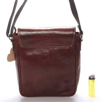 Luxusná hnedá kožená taška cez rameno - ItalY Burcet