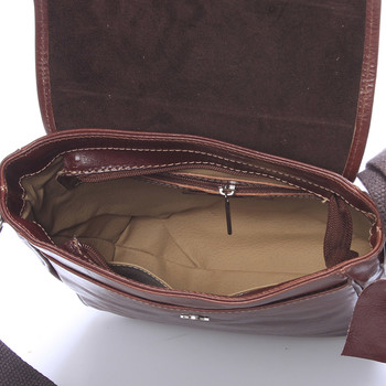 Luxusná hnedá kožená taška cez rameno - ItalY Burcet