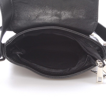 Módna menšia čierna kožená kabelka cez plece - ItalY Leroi
