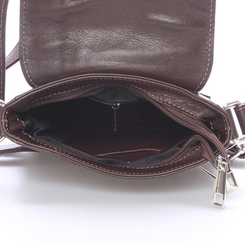 Módna menšia tmavo hnedá kožená kabelka cez rameno - ItalY Leroi