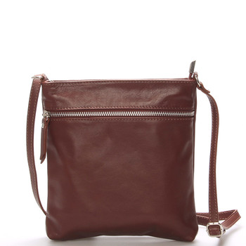 Dámska menšie tmavo hnedá kožená kabelka cez rameno - ItalY Slania