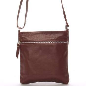 Dámska menšie tmavo hnedá kožená kabelka cez rameno - ItalY Slania