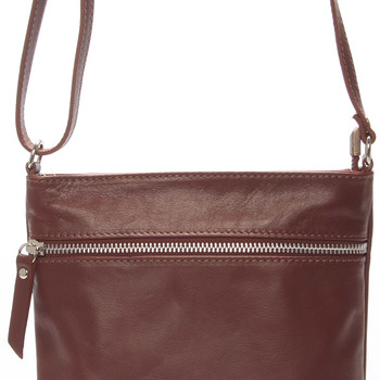 Dámska menšie tmavo hnedá kožená kabelka cez rameno - ItalY Slania