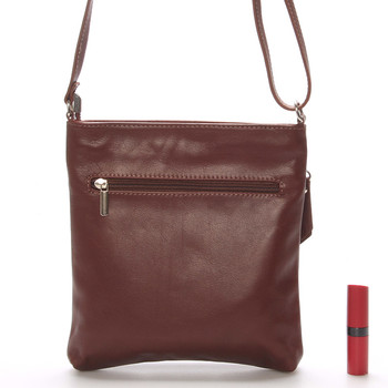 Dámska menšie tmavo hnedá kožená kabelka cez rameno - ItalY Slania