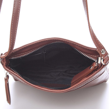 Dámska menšie tmavo hnedá kožená kabelka cez rameno - ItalY Slania