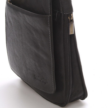 Módna pánska kožená taška cez plece čierna - SendiDesign Blayze