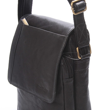 Módna pánska kožená taška cez plece čierna - SendiDesign Sage